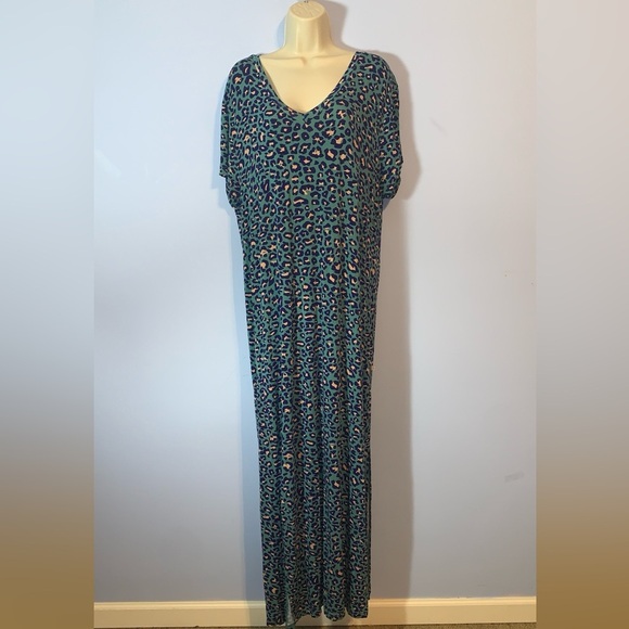Posh Peanut Teal and Pink Leopard Maxi bamboo night gown pajama size XL - Picture 2 of 7
